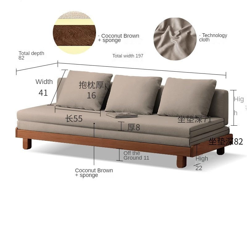 Oak, Beech solid wood sofa bed+