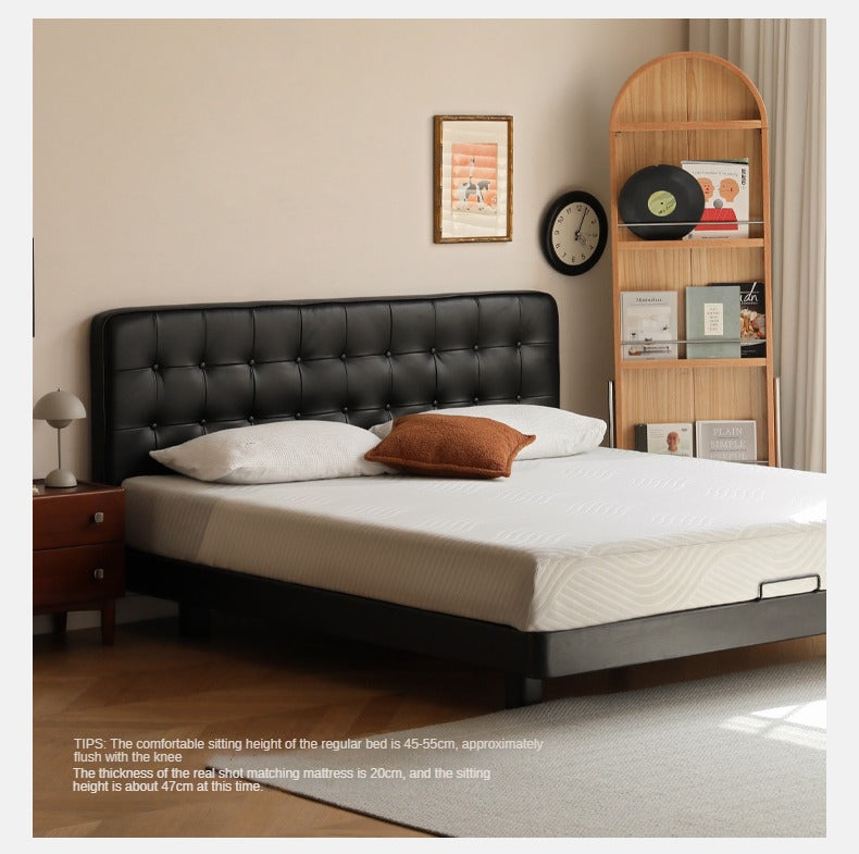 Black High-end Leather Suspension Bed