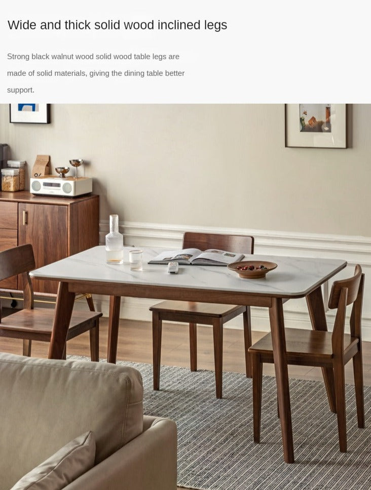 Ash, Black Walnut Solid Wood Slate Dining Table