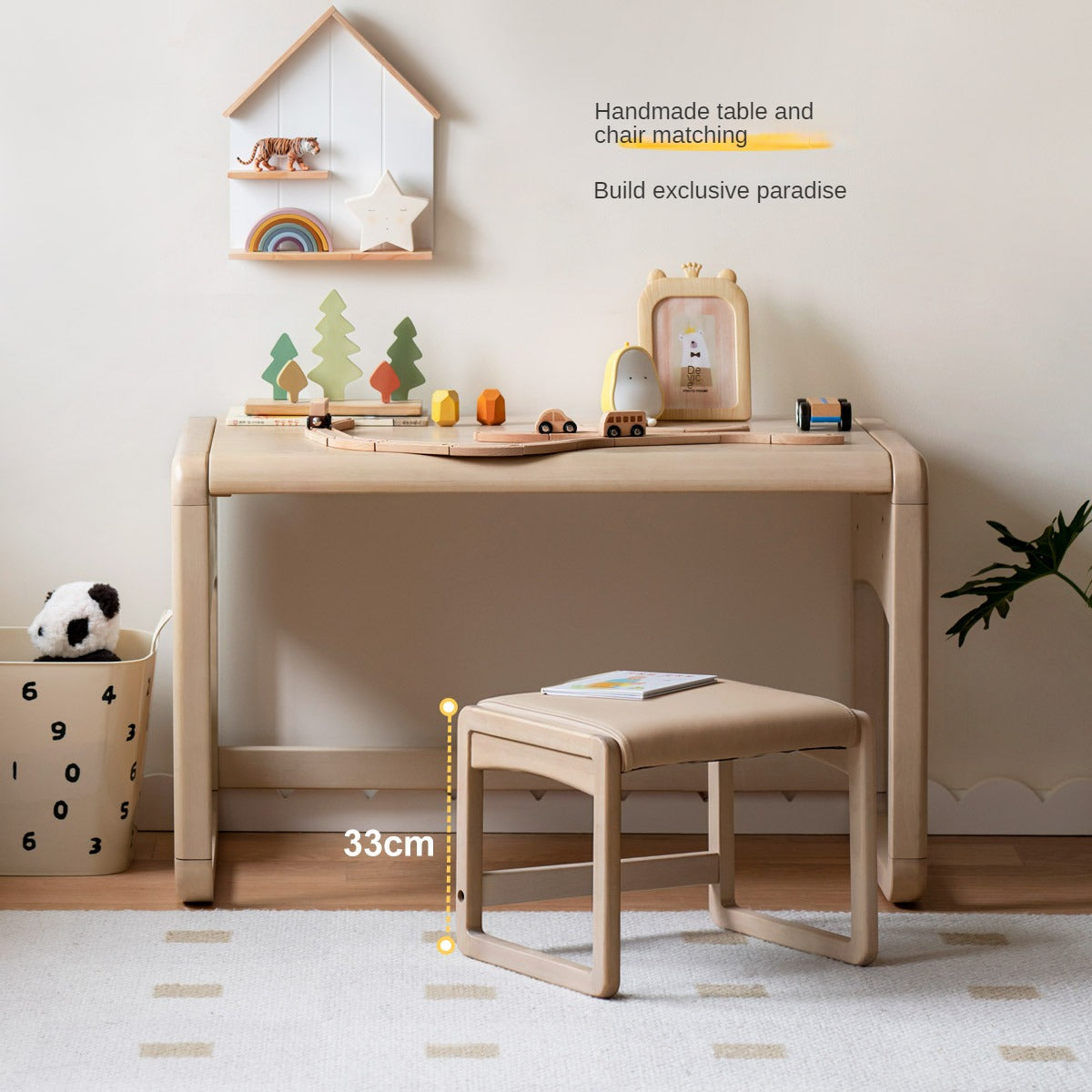 Birch solid wood Children's Handmade Table Writing Desk