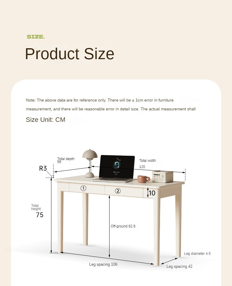 Poplar Solid Wood Office Desk with Drawer