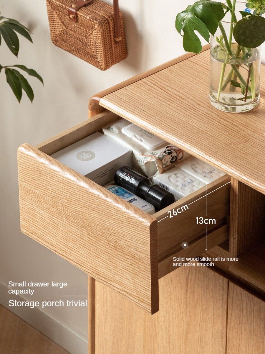Oak Solid Wood, Solid Rubberwood Partition Entry Porch Shoe Cabinet