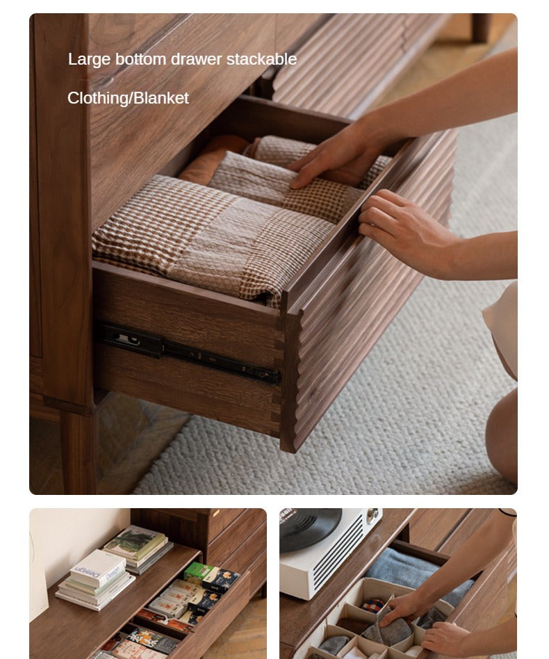 Black Walnut, Catalpa Solid Wood Drawer Storage Cabinet