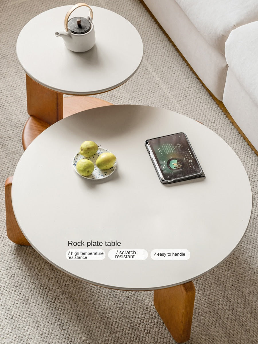 Cherry Solid Wood Round Coffee Table, Side Table