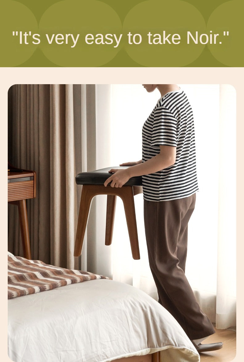 Oak, Cherry Solid Wood Makeup Soft Stool.