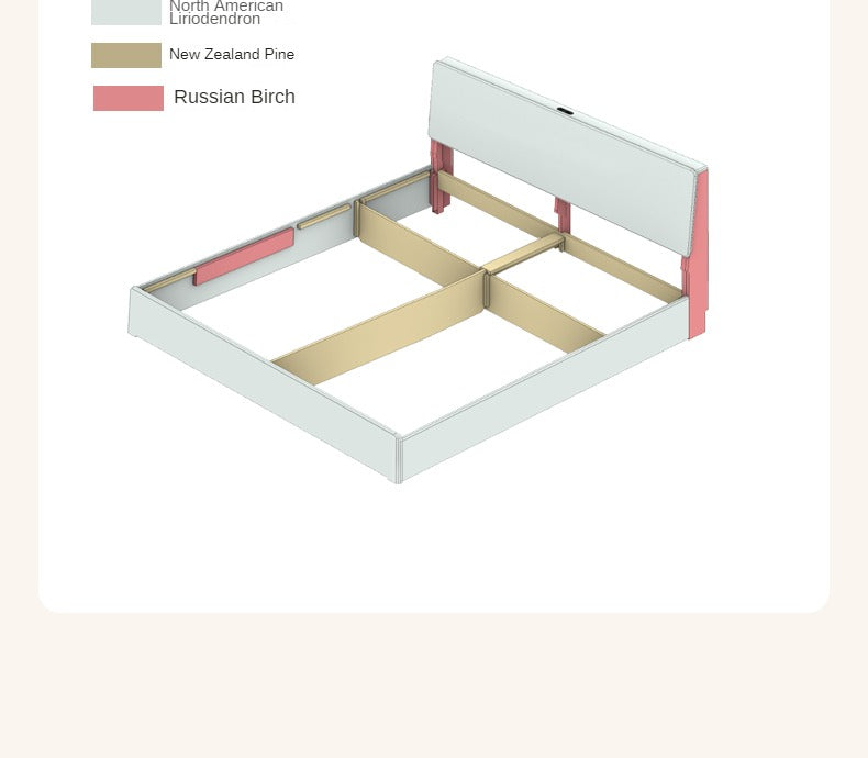 Rubber Wood,Poplar Solid Wood Box Bed, Cream Storage Bed