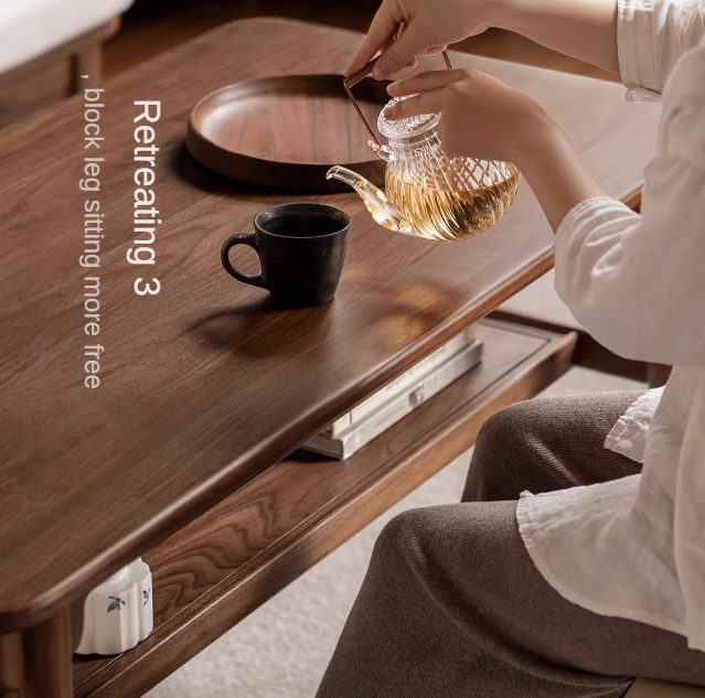 Ash, Black Walnut Solid Wood Double-Layer Coffee Table