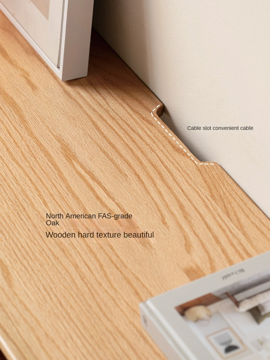 Oak, Rubber Solid wood TV Stand Glass Sliding Door