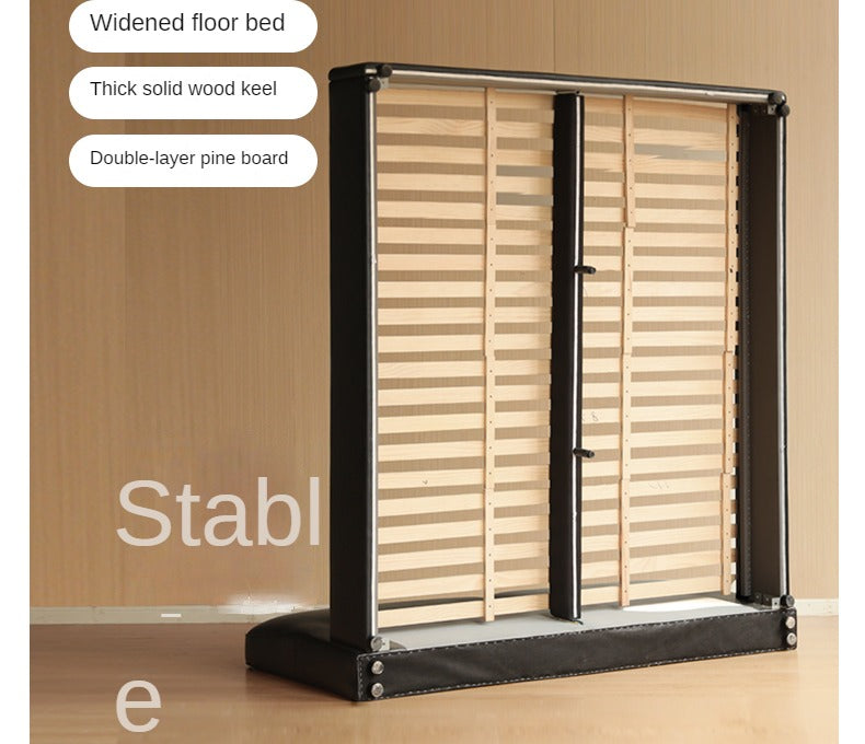 First Layer Of Yellow Cowhide Black Bed