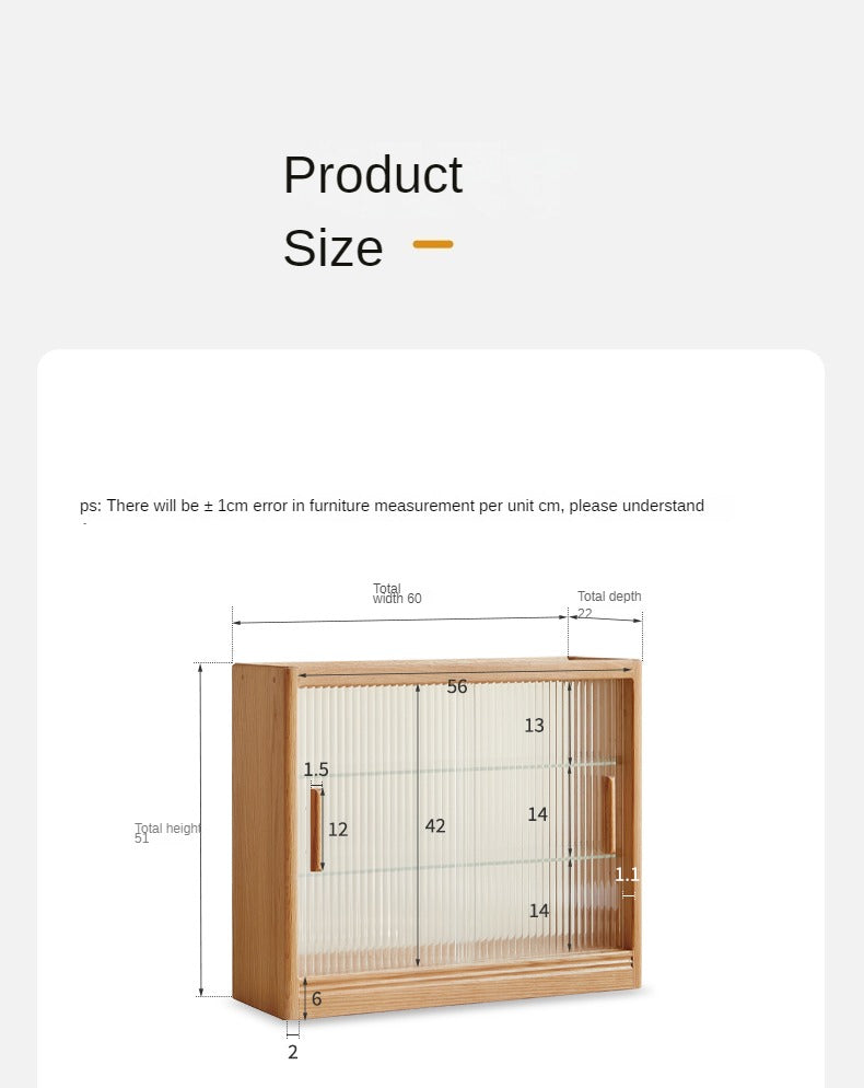 Oak, Cherry, Poplar Solid Wood Desktop Locker Storage Cabinet Glass Sliding Door