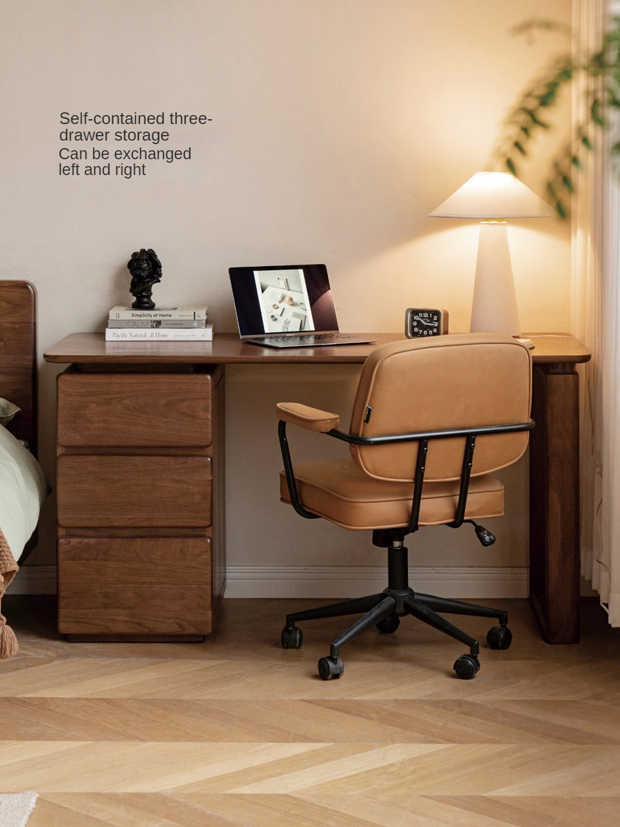 Black Walnut, Oak, Sandalwood, Ash Solid Wood Desk with Drawers