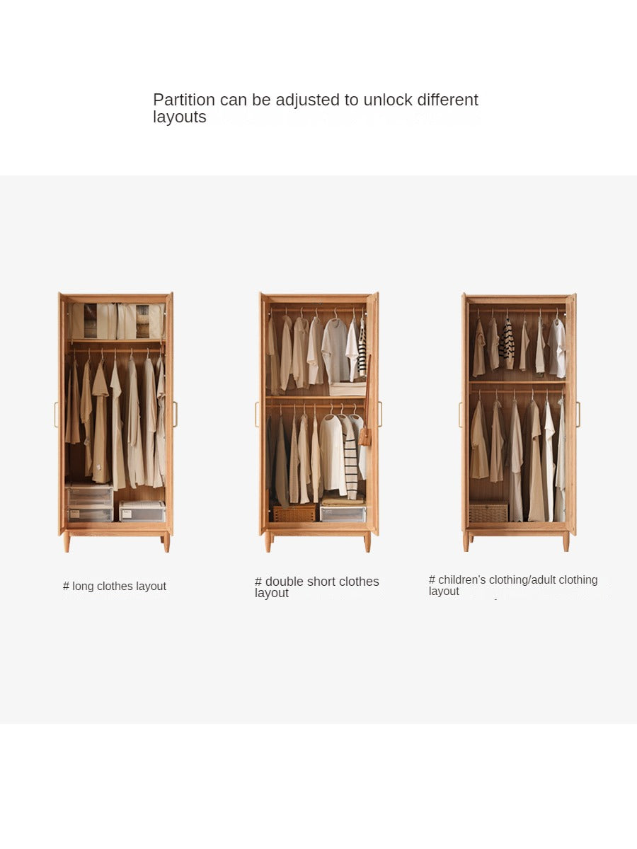 Oak Solid Wood Double Door Wardrobe.