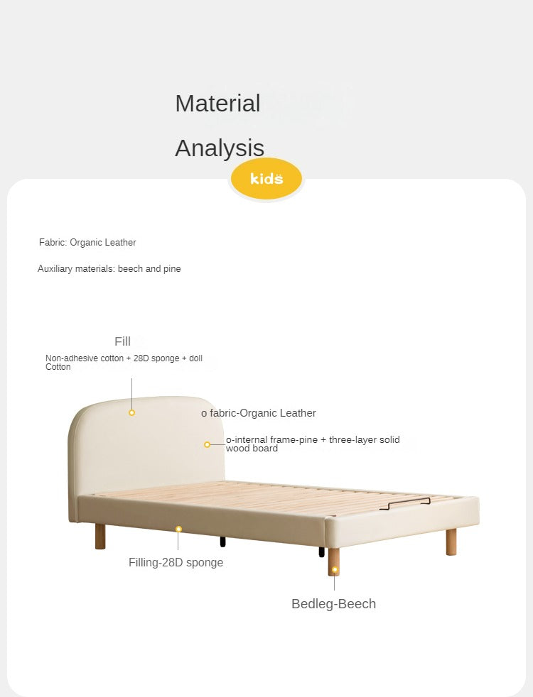 Organic leather Сhildren's bed cream bed<