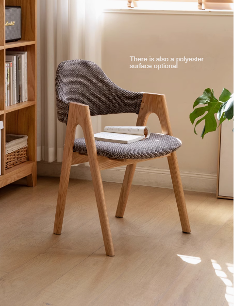 Black Walnut, Oak, Solid Rubberwood Chair with Soft Fabric/Leather Back