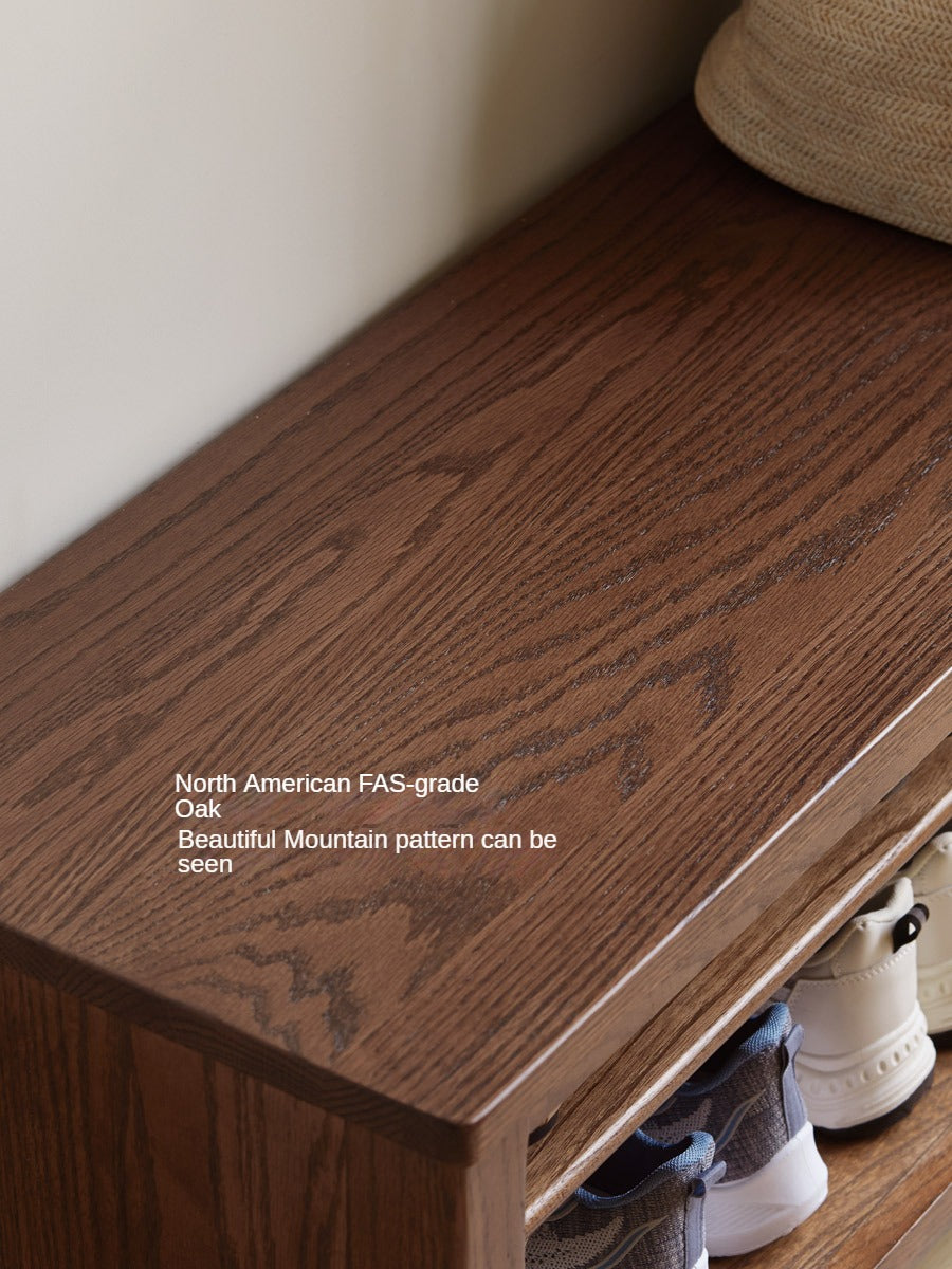 Oak Solid Wood Shoe Stool For Home Entrance