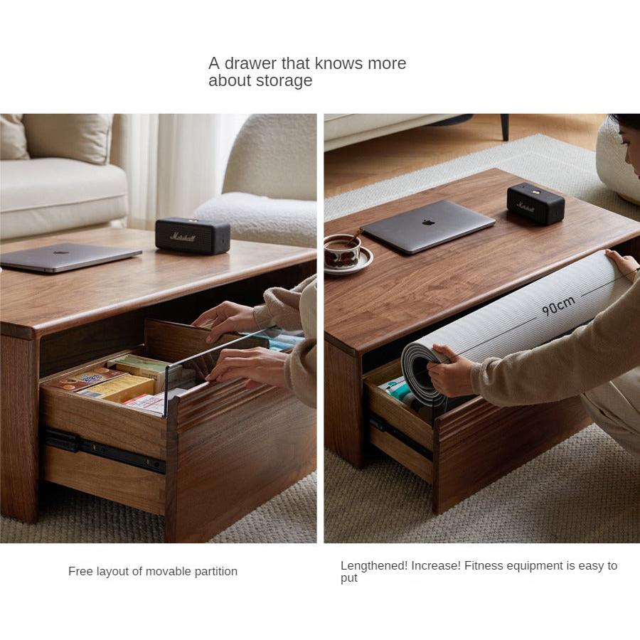 Black Walnut Solid Wood Coffee Table Modern Minimalist