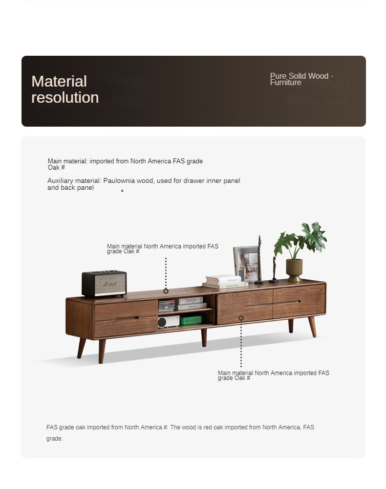 Oak, Rubberwood, Beech Solid Wood TV Stand Sliding Door.