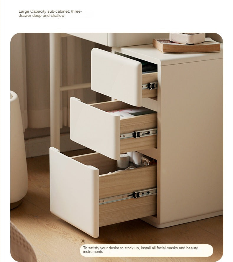 Poplar Solid Wood Telescopic Small Dressing Table Cream Style.
