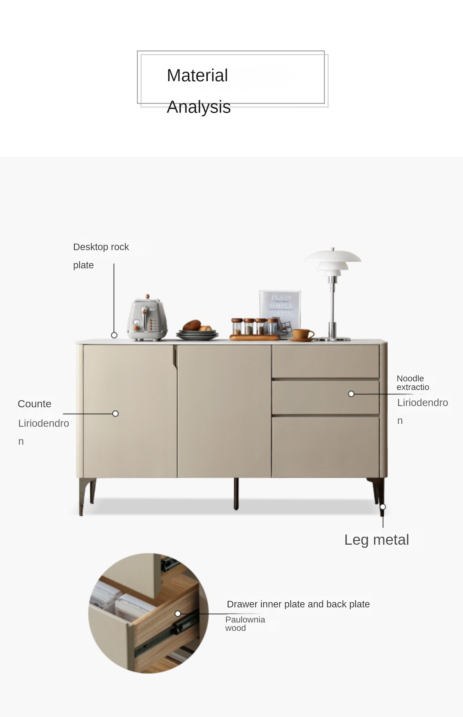 Poplar Solid Wood Sideboard Slate Top