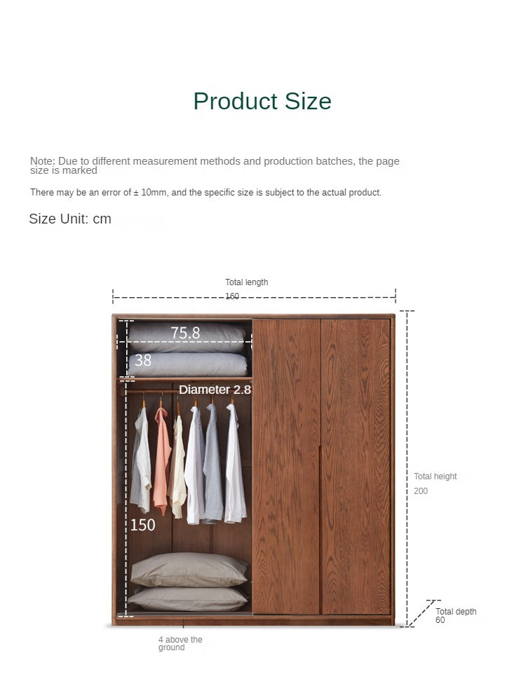 Oak Solid Wood Sliding Door Wardrobe"