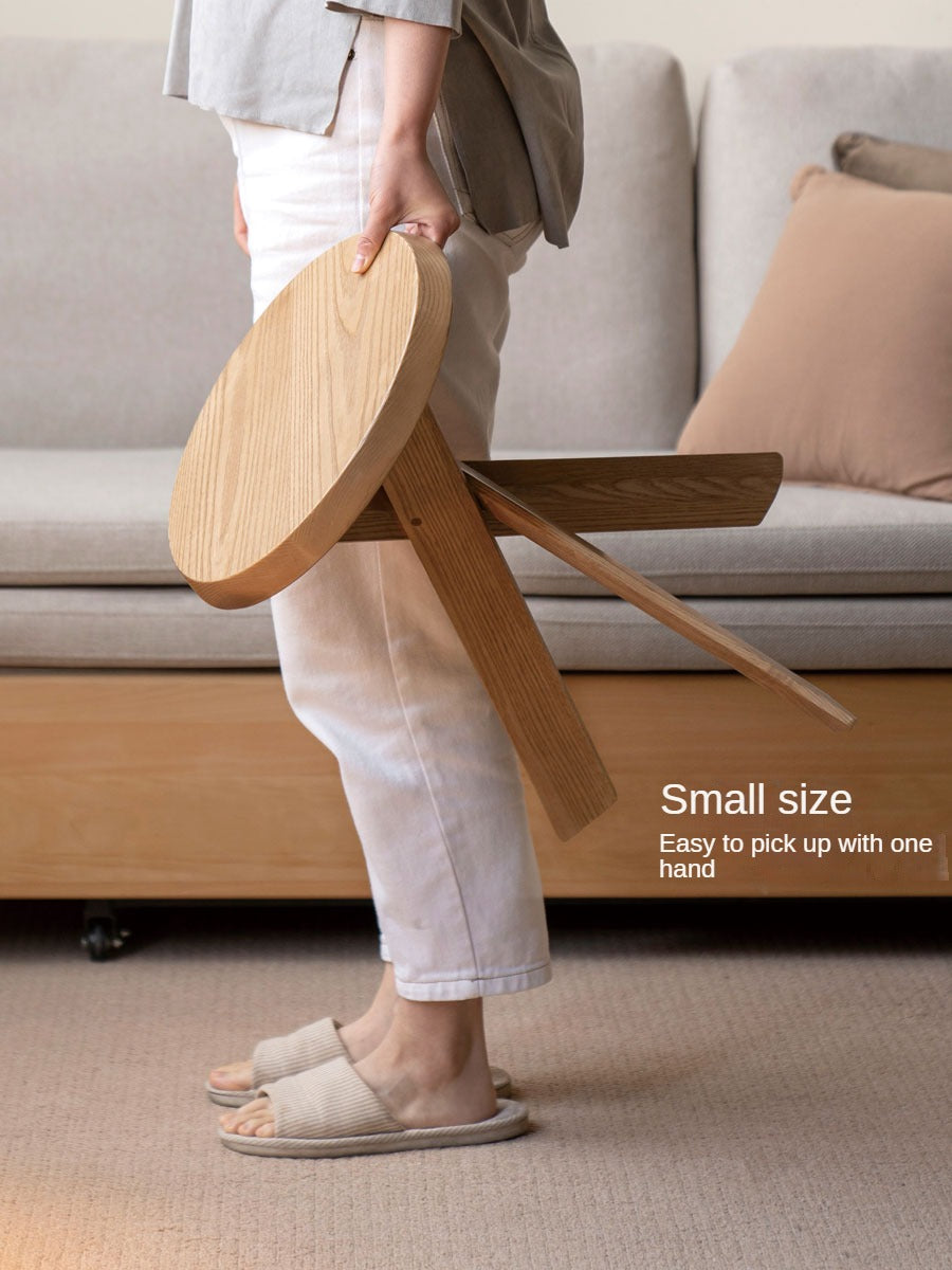 Ash Solid Wood White Wax Wood Side Table