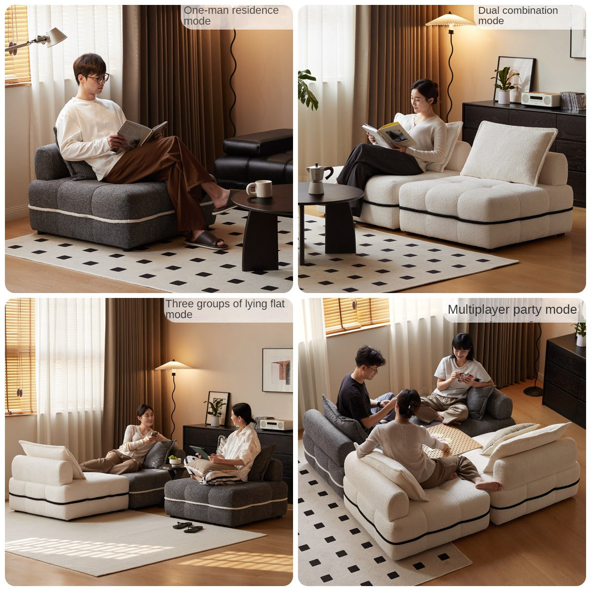 Fabric Modern Biscuit Piedmont Module Sofa,