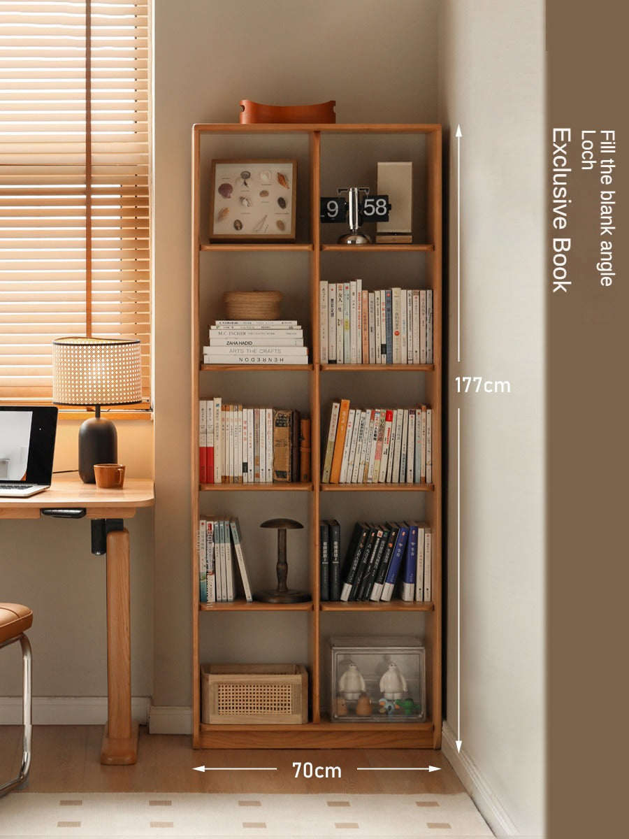 Cherry Solid Wood Bookcase Floor Display Free Lattice Combination