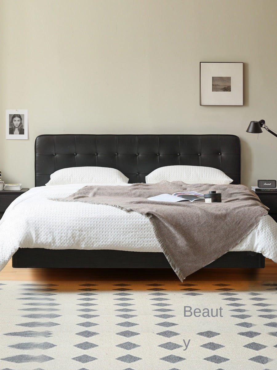 Black High-end Leather Suspension Bed