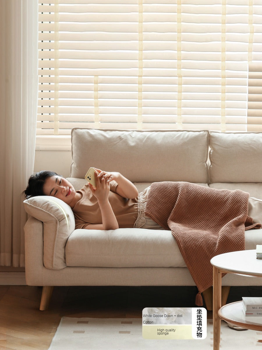 Fabric, Leather Modern White Down Sofa.