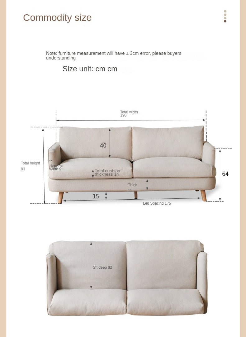 Fabric Sofa Modern Three-seat Straight Sofa.