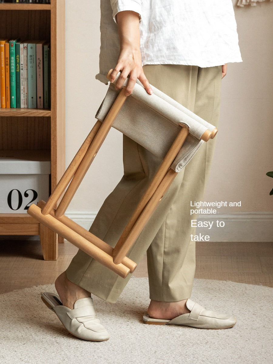 Beech solid wood outdoor portable folding stool