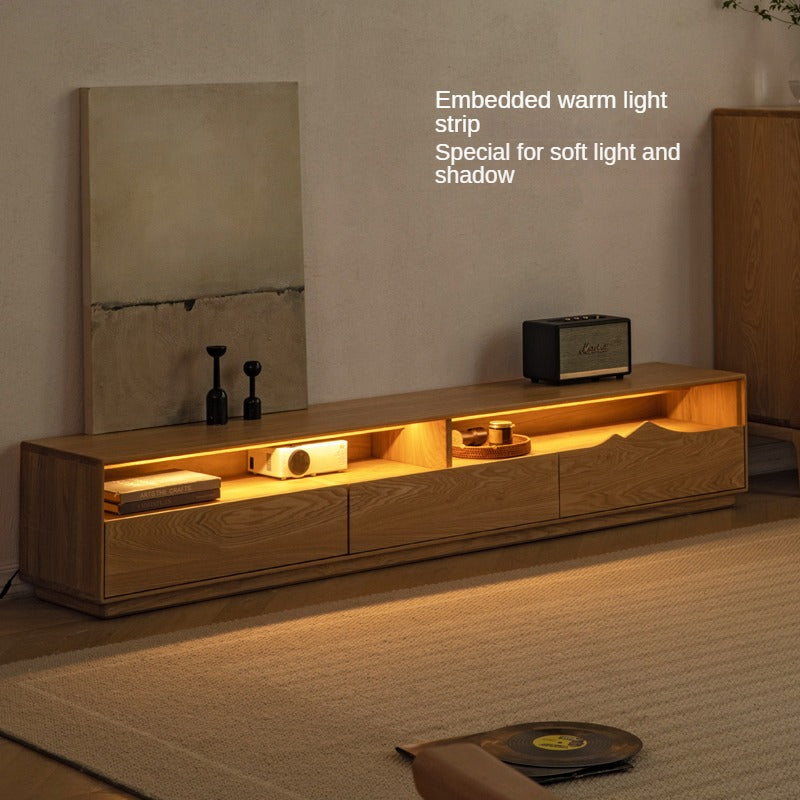 Ash Solid Wood Floor TV Storage Cabinet.