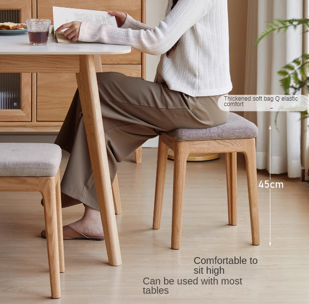 Oak Solid Wood Comfortable Soft Pack Dining Stool