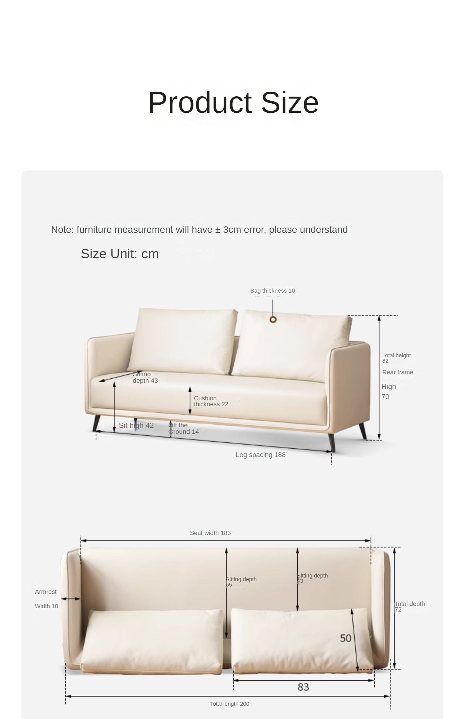 Technology Cloth Sofa Cream Style.