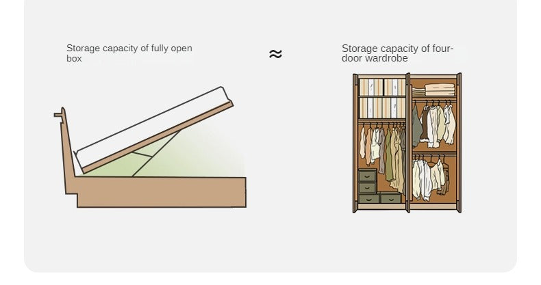 Oak Solid Wood Box Bed Storage Technology Cloth
