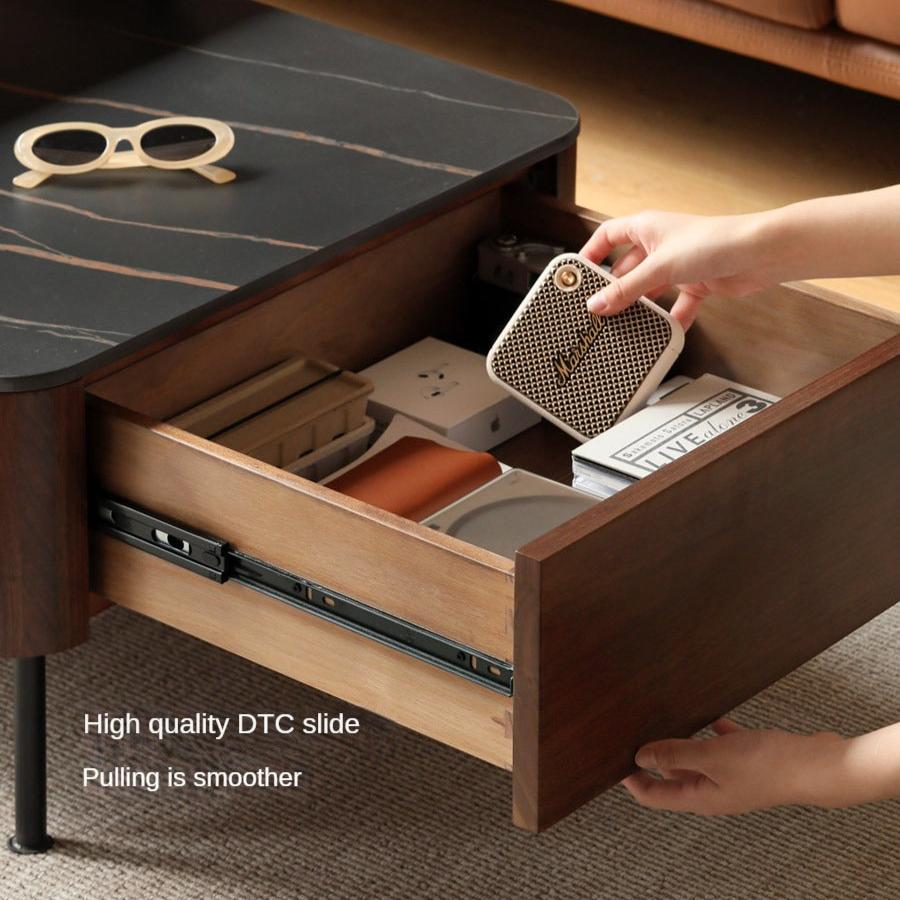 Sandalwood, Oak, Black Walnut Solid Wood Slate Top Coffee Table