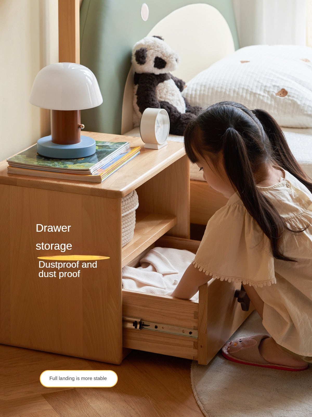 Beech Solid Wood Children's Clothes Rack, Nightstand