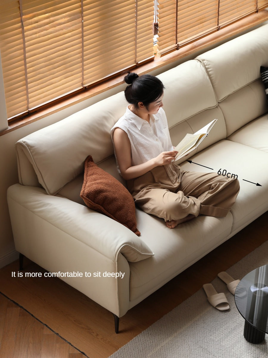 First Layer Cowhide Leather Goose Down Sofa.