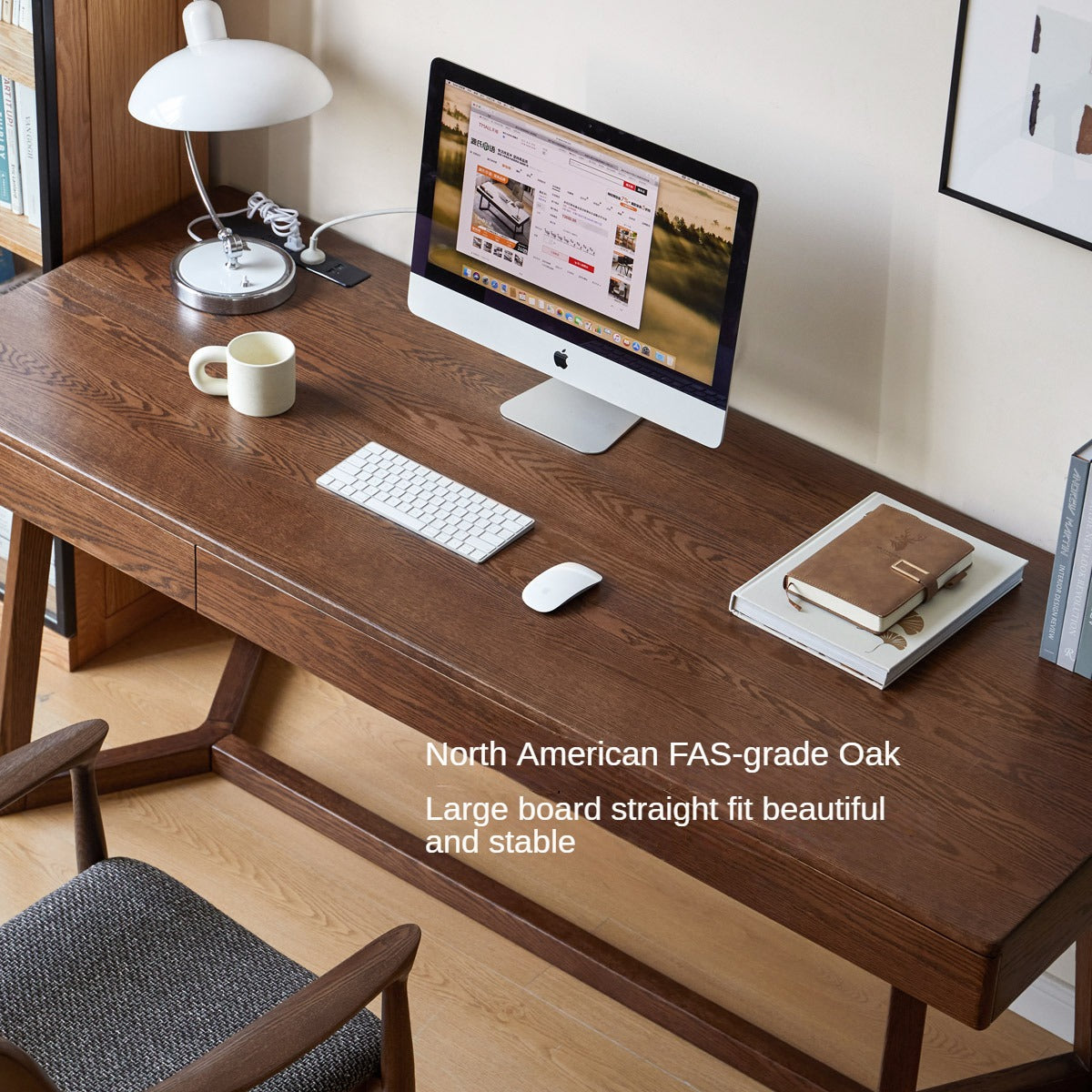 Black Walnut, Oak Solid Wood Italian Light Luxury Office Desk