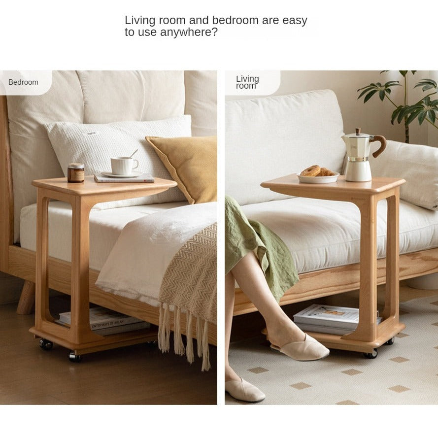 Cherry, Beech, Black Walnut, Solid Rubberwood Chic C-Shaped Side Table