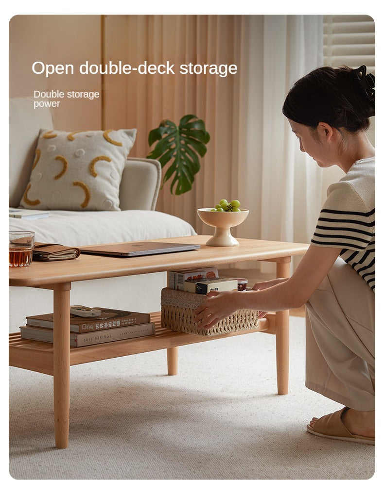 European Beech Solid Wood Modern Coffee Table