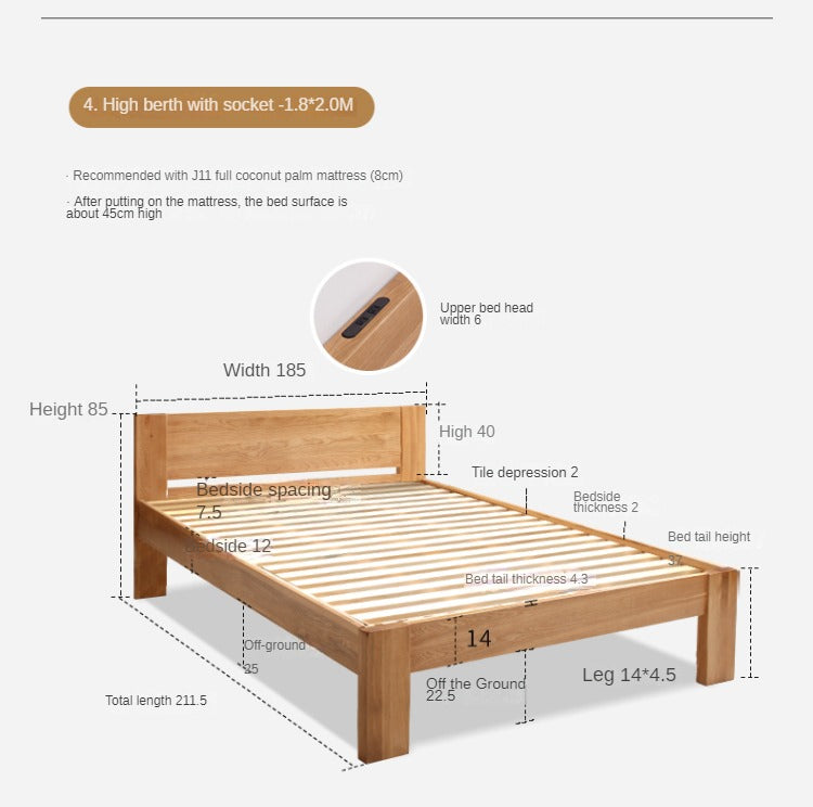 Oak, Rubberwood Solid Wood Bed - SPECIAL PRICE