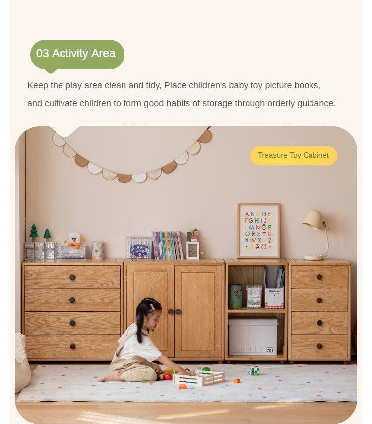 Beech Solid Wood Nordic Modern Kids Dresser, Chests, Storage Cabinet