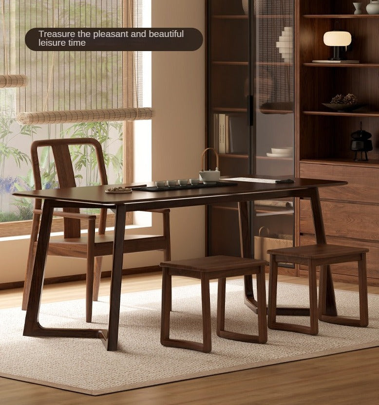 Black Walnut, Oak Solid Wood Rectangular Dining Table