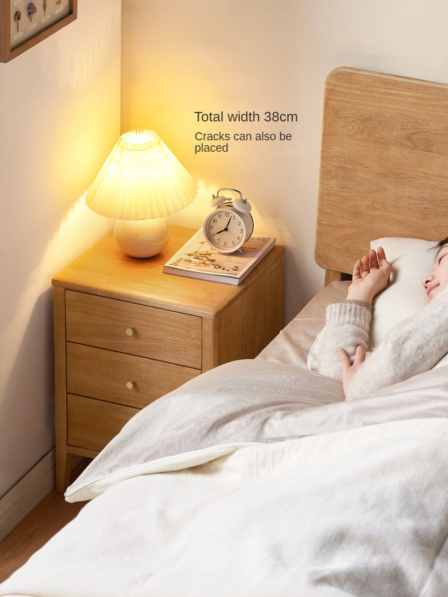 Solid RubberWood, Oak Solid Wood Modern Nightstand.