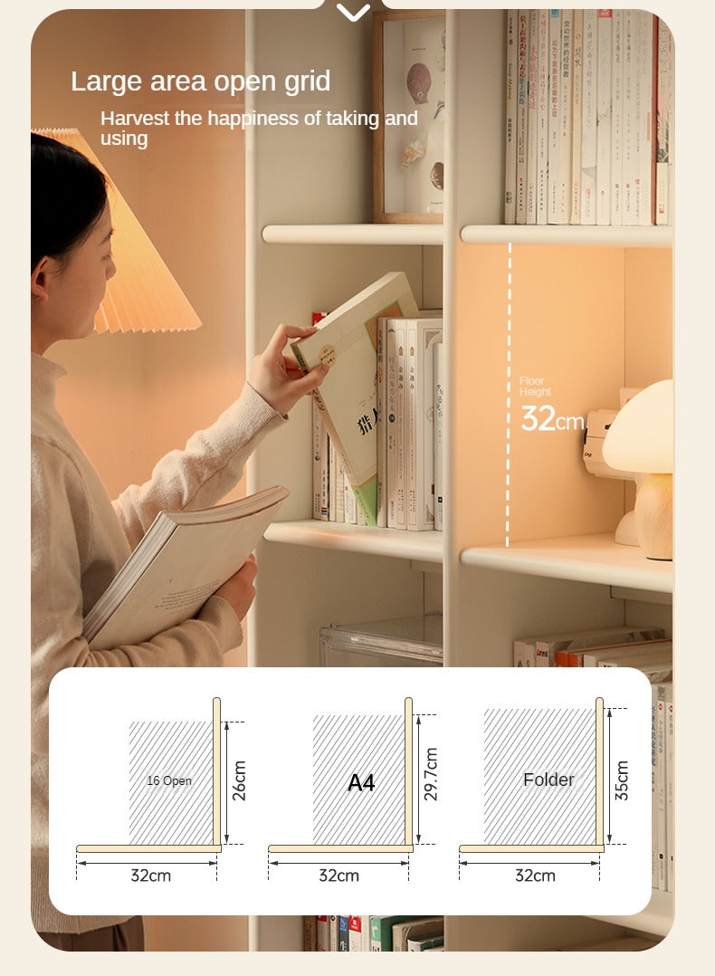 Poplar Solid Wood Bookcase Free Combination Cream Style