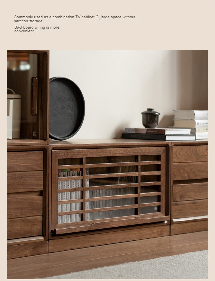 Black Walnut Solid Wood Free Combination Multifunctional Bookcase.