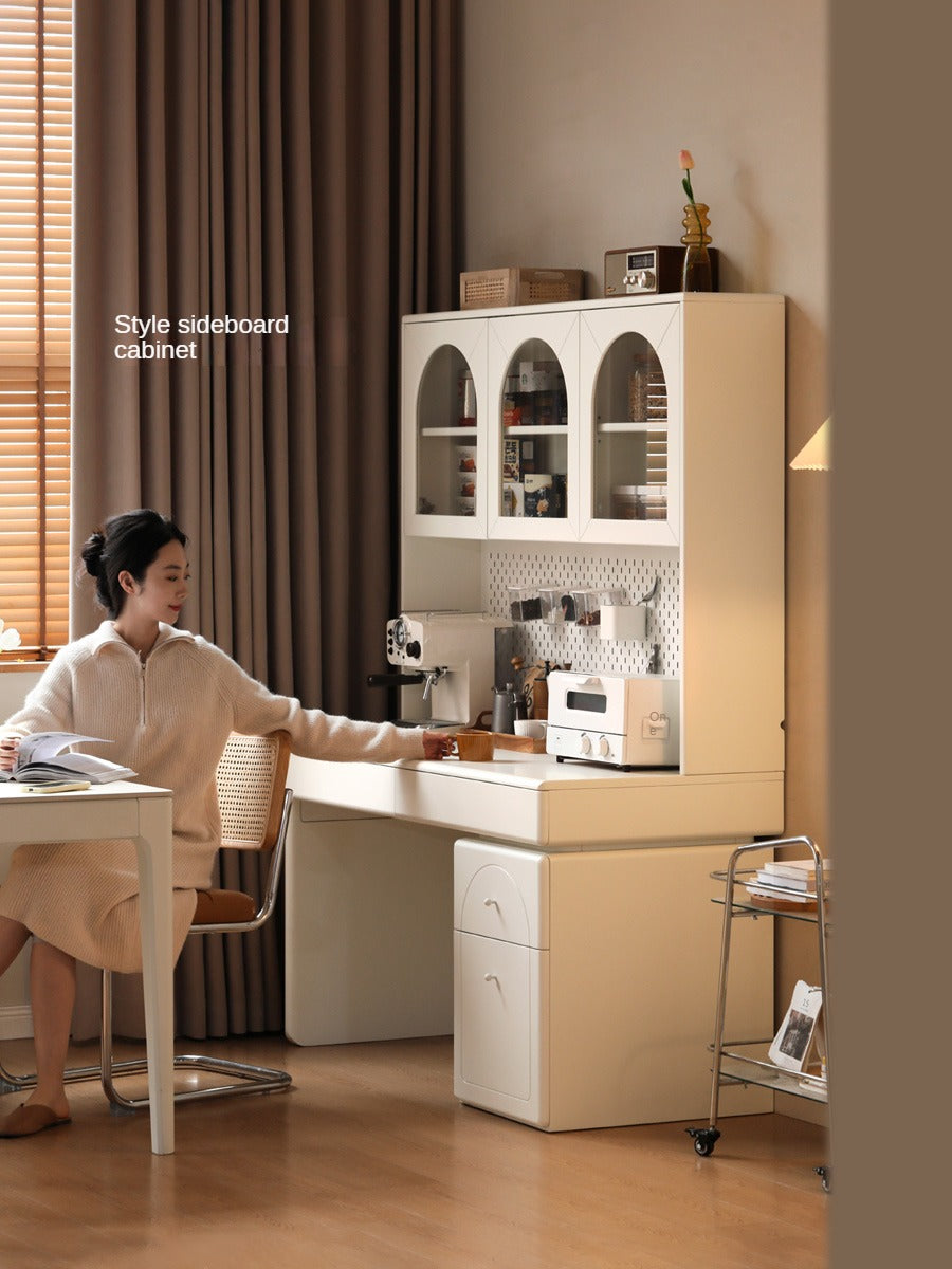 Solid RubberWood Wood Desk Bookshelf Integrated Study Table