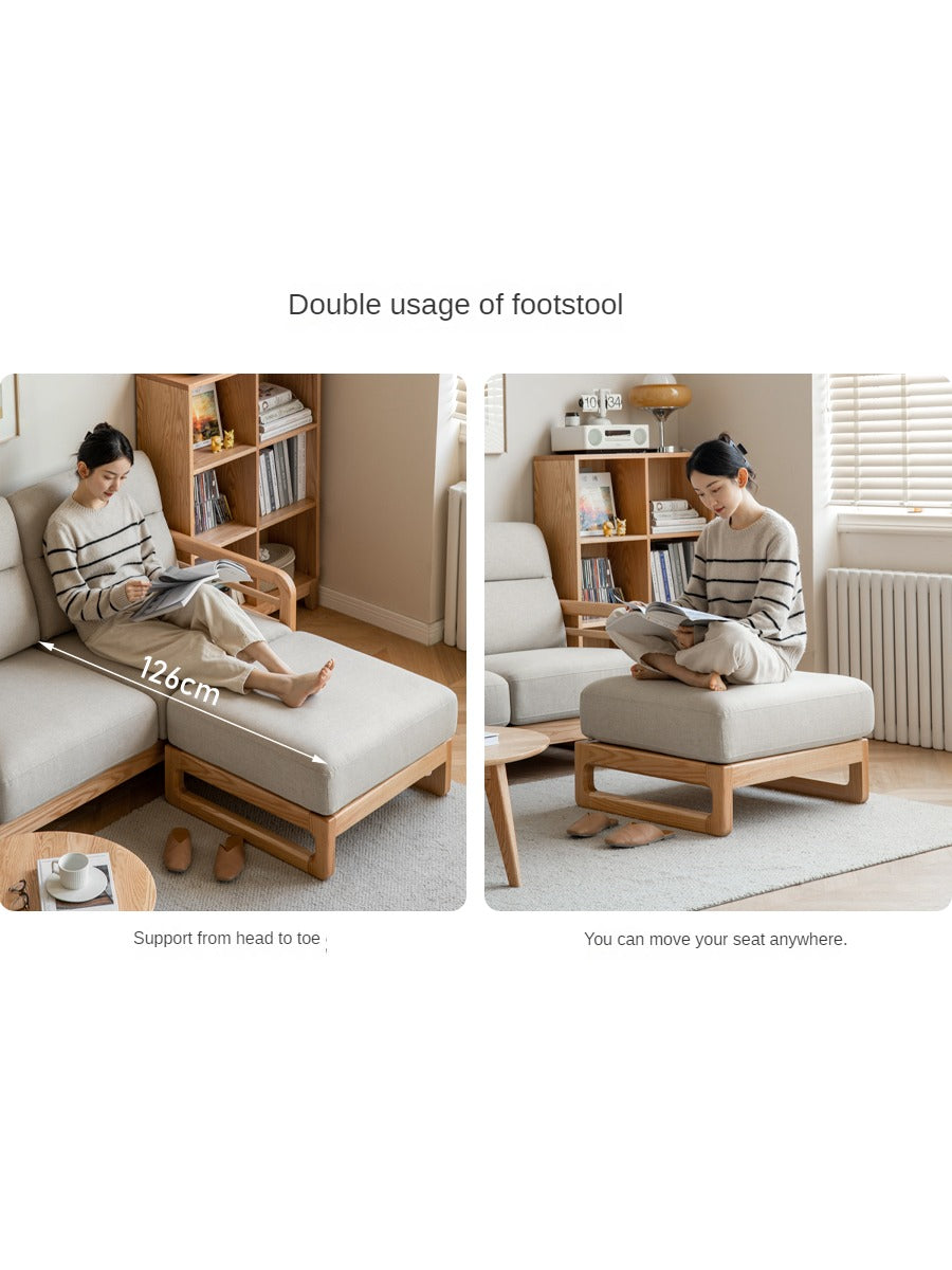 Oak Wood Fabric Sofa String-style Bbackrest.