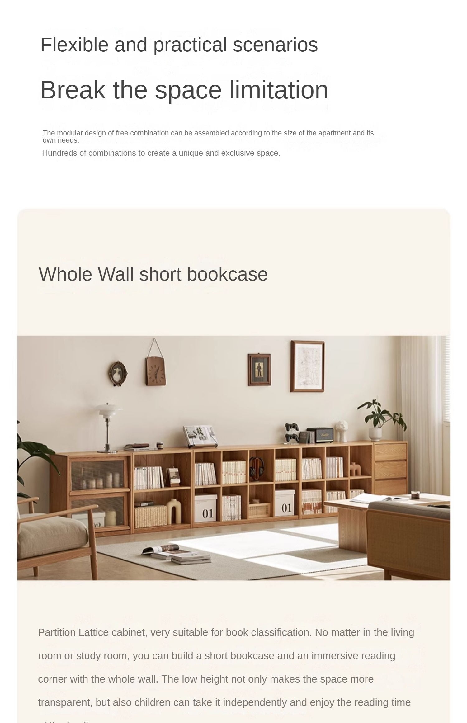 Ash Solid Wood Bookcase Simple Floor Bookshelf